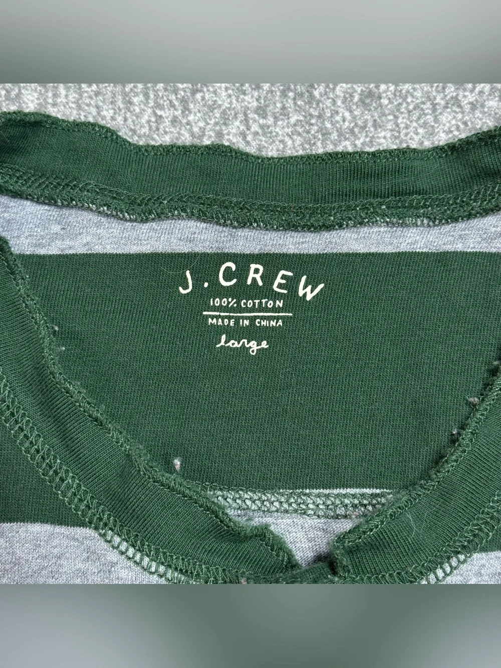 J.CREW Union Suit Long John’s One Piece Pajamas Men’s Large Green/Grey Stripes